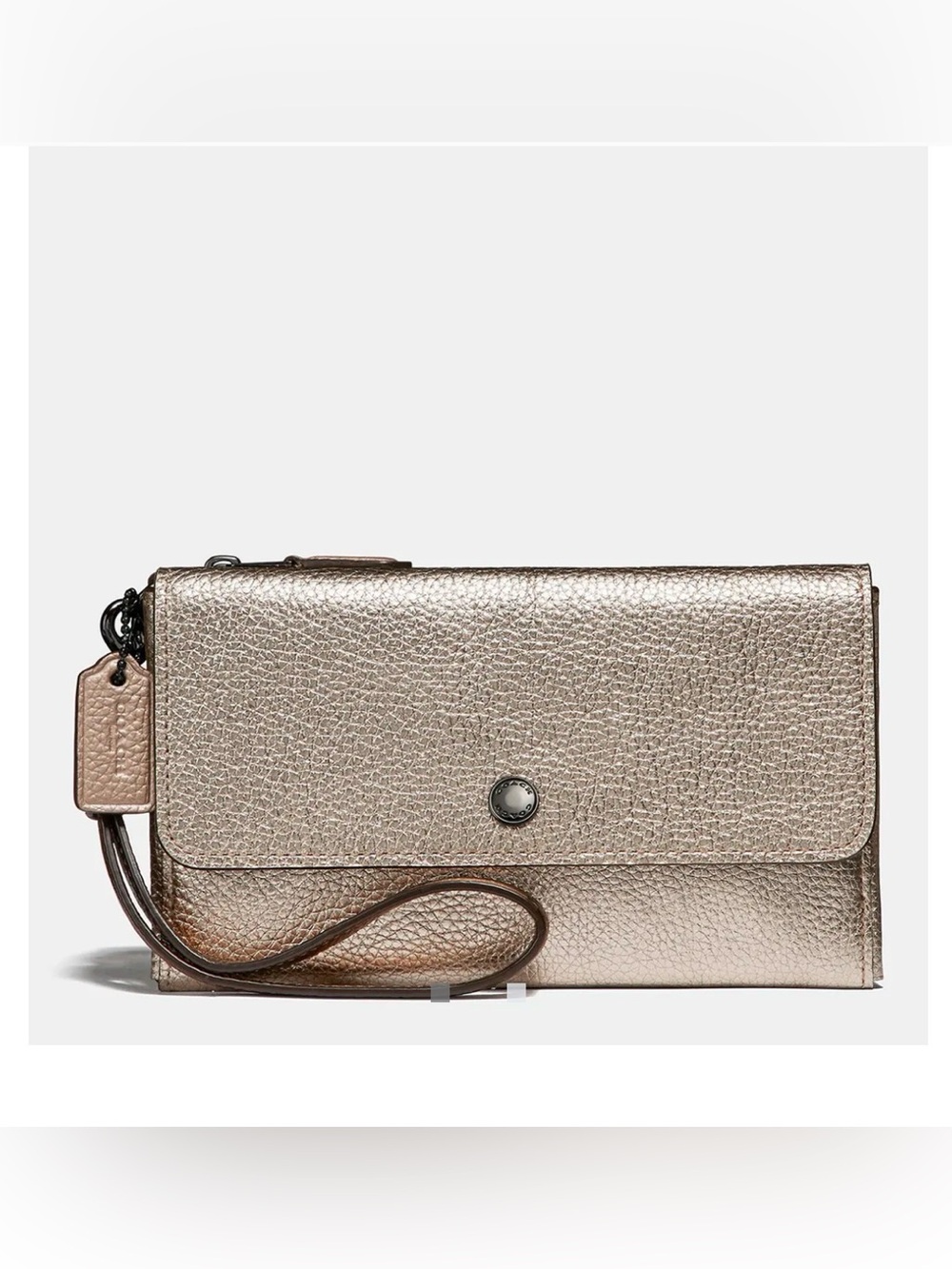Coach Metallic Leather Triple Small Wristlet